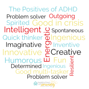 The Positives of ADHD word cloud