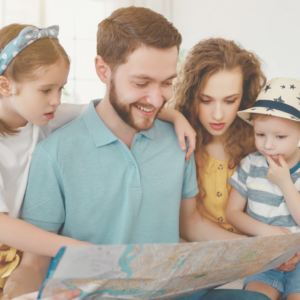 family looking at a roadmap to know what to do